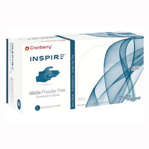Inspire Nitrile Exam Gloves: LARGE 300/Bx. Powder-Free, Textured, Blue