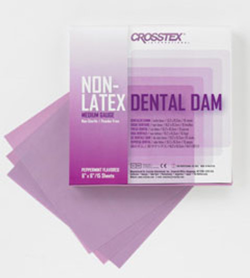 Crosstex 6' x 6' Medium, Purple, Peppermint Flavored, Non-Latex Dental Dam. Box