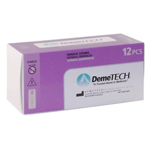 DemeSORB 4/0, 30' (75 cm) Polyglycolic Absorbable Braided, Coated, Purple
