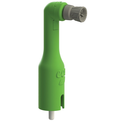 Denticator Eco Slim green prophy angle with ribbed cup 125/pk, made with 25%