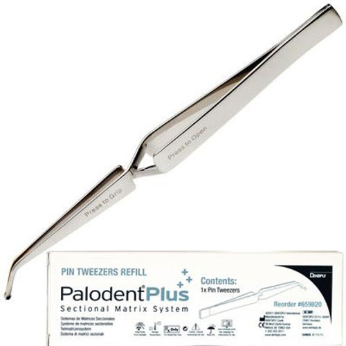 Palodent Plus Pin Tweezers. Pin in tip positively grips hole in matrix