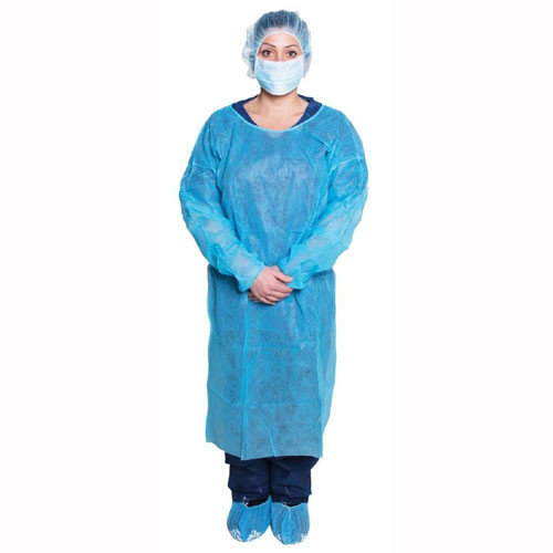 Dukal Isolation Gown - Elastic Cuffs with Waist and Neck Tie Closures, Blue