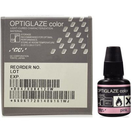 Optiglaze Color Pink, 2.6ml Bottle. Light-cured Characterization Coating