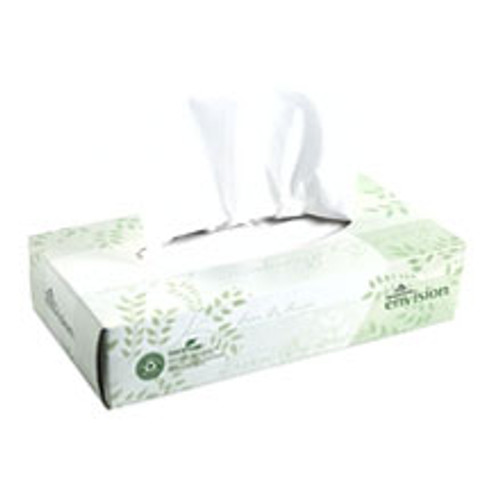 Envision 2-Ply Facial Tissues, White 8' x 8.33', Flat Box. 100 Tissues per Box