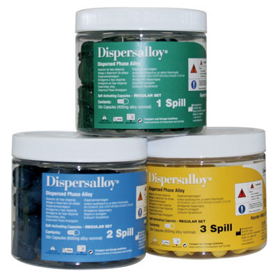 House Brand Dispersed Alloy Capsules, 2 Spill Fast Set, 50/Jar