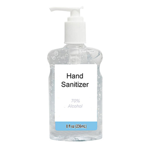House Brand Hand Sanitizer - 70% Alcohol Solution, 8oz Bottle. Kills 99.99%
