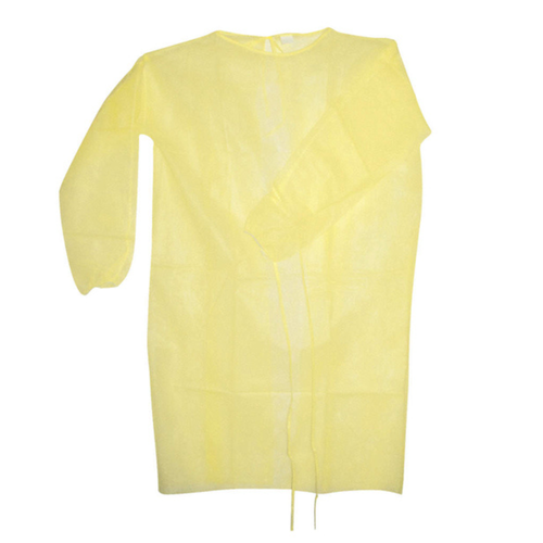 House Brand Isolation Gown with Elastic Cuff - Yellow, 50/Pk. One size fits all