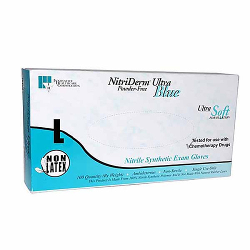 NitriDerm Ultra Blue Nitrile Exam gloves: Large, Non-Sterile, Powder-Free
