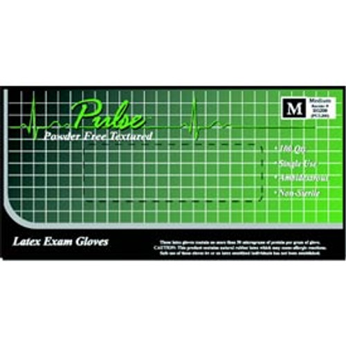 Pulse Latex glove: Large, Powder-Free, Textured, Chlorinated, Non-Sterile, box