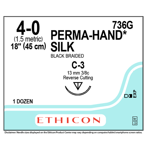 Ethicon Perma-Hand 4/0, 18' Silk Black Braided Non-Absorbable Suture