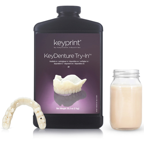 KeyPrint - KeyDenture Try-In Biocompatible 3D Printing Resin - A1, 1kg/Bottle