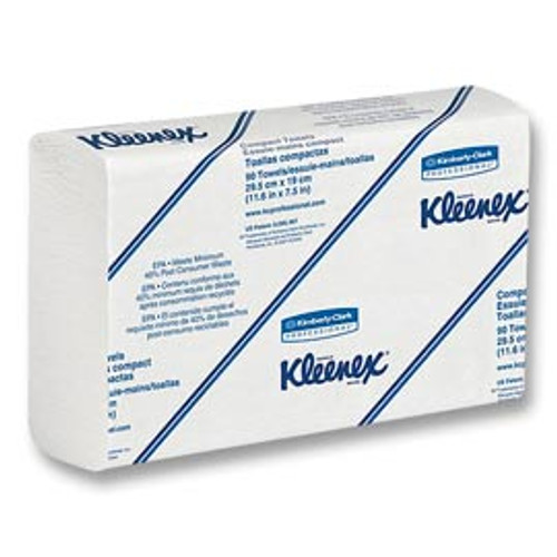 Kleenex Slimfold Towels 2160/Cs. White 1-ply 7.5' x 11.6'. Durable, absorbent
