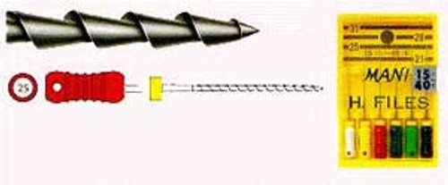 Mani #10 stainless steel Hedstrom File, 25 mm, ISO color coded plastic handle