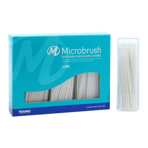 Microbrush Plus Micro-Applicators with Dispenser, Super Fine, White, 400/Pack
