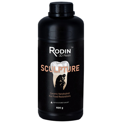 Rodin Sculpture Ceramic Nanohybrid 3D Printing Resin, Shade A2, 600gm Bottle, 1/Pk.