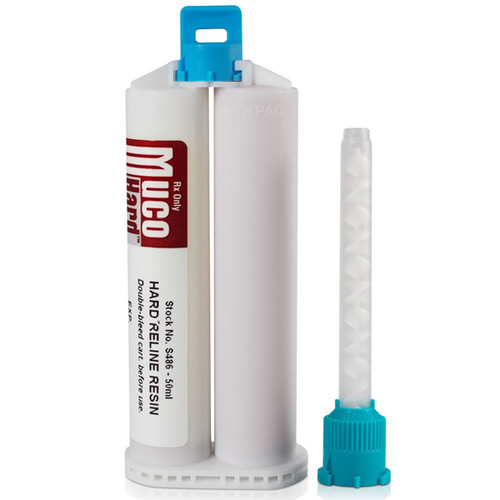 MucoHARD resin refill 50 ml split cartridge & mixing tips, Translucent Pink