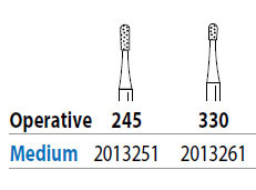 Two Striper FG #330 Medium Grit Operative Diamond Bur. Pack of 5