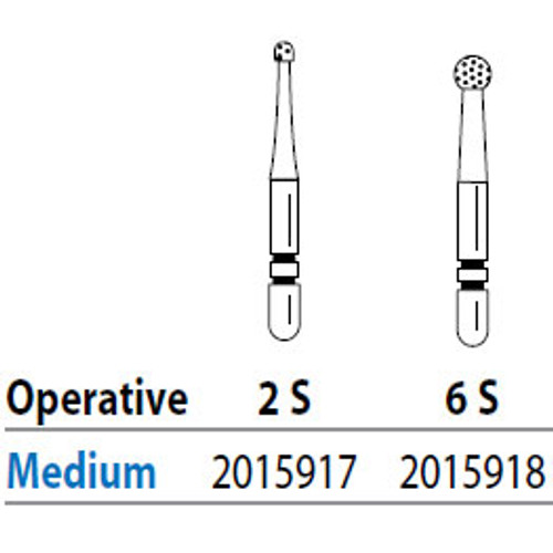 Two Striper ShortCut FG 2 S Medium Diamond Bur, Operative, Short Shank. Pack
