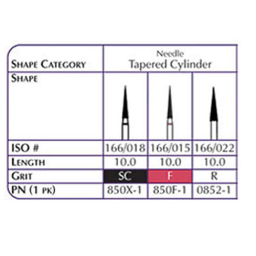 Robot Diamonds FG #850 Fine Grit, Needle shaped Diamond Bur, Single Bur
