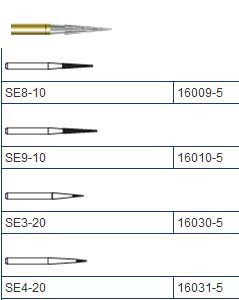 SS White FG #SE8-10 Round Safe End Taper Carbide Bur. Package of 5 Burs