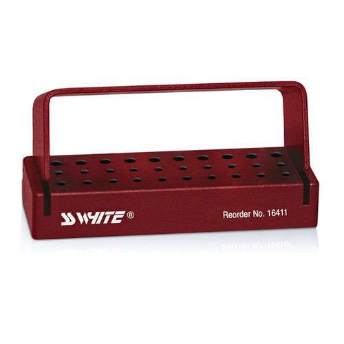SS White Universal 30-Hole Bur Block, Bordeaux, 1/Pack.