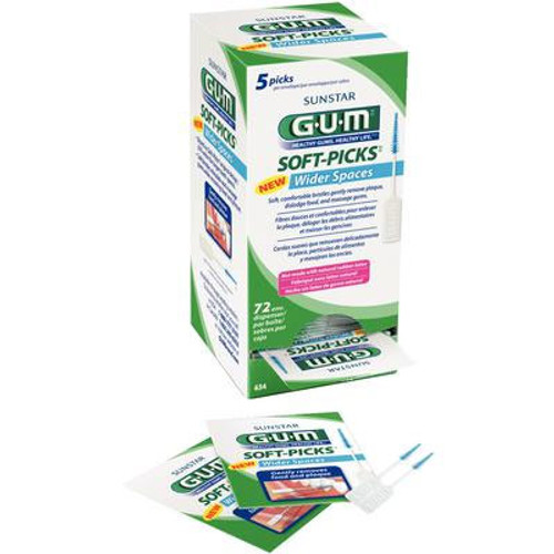 GUM Soft-Picks Wider Spaces, Blue 72 Pk/Bx. Tapered design with flexible
