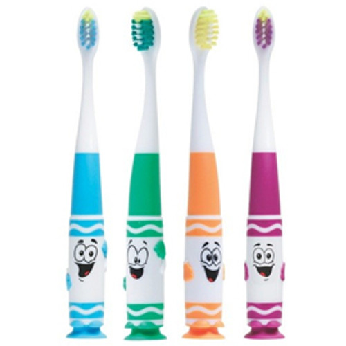 GUM Crayola Youth/Child Pip-Squeaks Toothbrush 12/Pk. Suction Cup, Ultra Soft