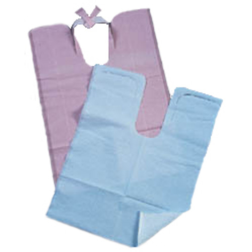 Tidi Blue Contour Neck Patient Bibs with Neck Tie (18' x 25') 1 Ply Paper/1 Ply