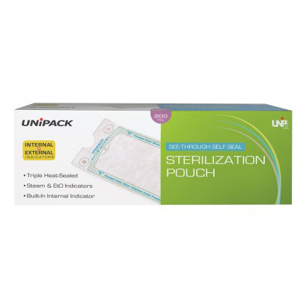 UniPack Self Seal 10' x 15' Sterilization Pouches 200/Pk. Triple sealed & Heat
