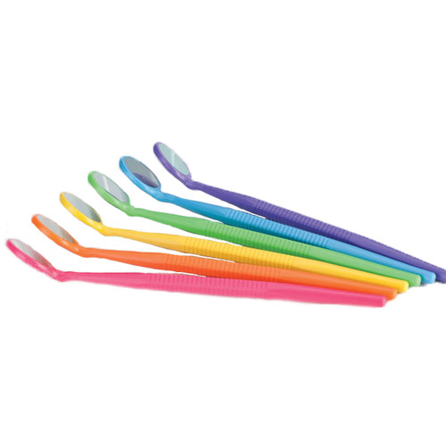 Crystal HD Mouth Mirror - #5 with Thin Grip, Assorted Neon Colors 12/Pk. 40%