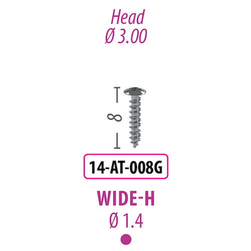 Screws and Tacks 1.4 mm x 8 mm, Wide Head Screw