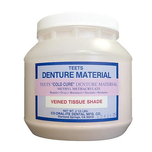 Teets Denture Powder and Liquid Cold Cure Powder, Vein Tissue, 2.5 lb.