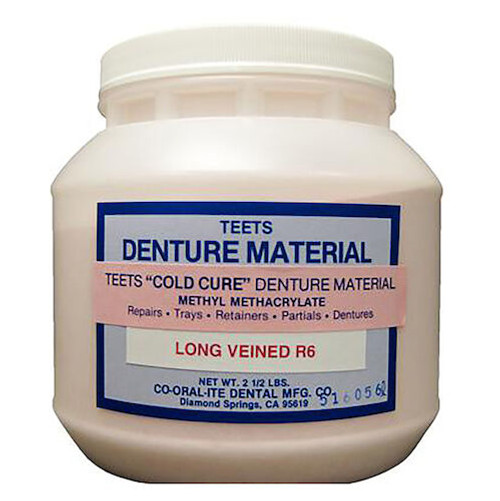 Teets Denture Powder and Liquid Cold Cure Powder, Long Vein, 2.5 lb.