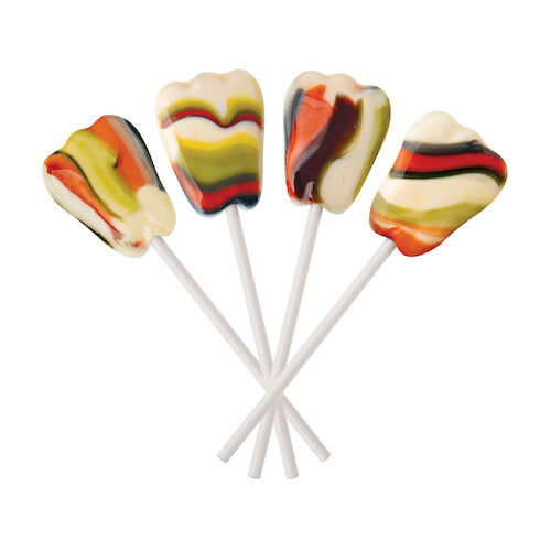 Dr. Johns Healthy Sweets Xylitol Berry Swirl Tooth Shaped Lollipops Berry Swirl Tooth Shaped Lollipops, 150/Pkg., DJC03