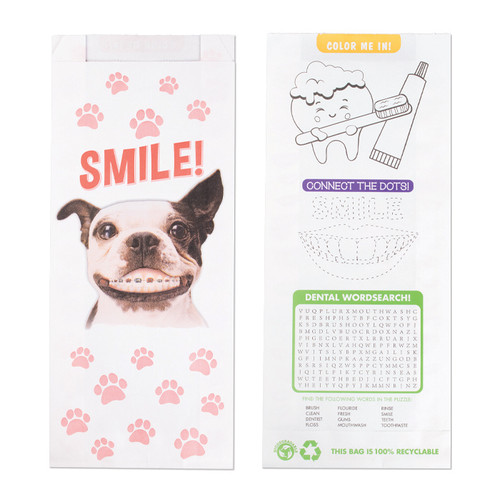 Kids Paper Bags Dog With Braces Pharmacy Bag 100/Box