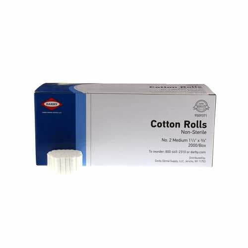 Cotton Rolls, 1 1/2"  x 3/8", #2, 2000/Box, Medium