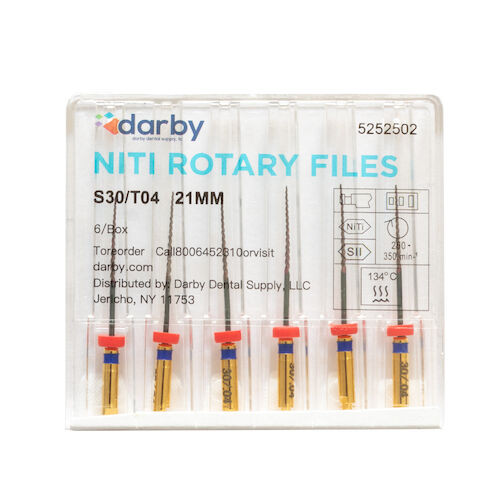 NiTi Rotary Files .04, 21 mm, 6/Pkg., #30