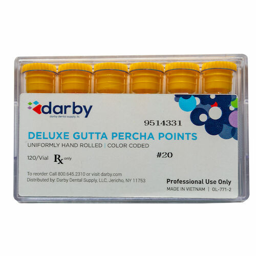 Deluxe Gutta Percha Points #20, 6 Vials of 20, 120/Box