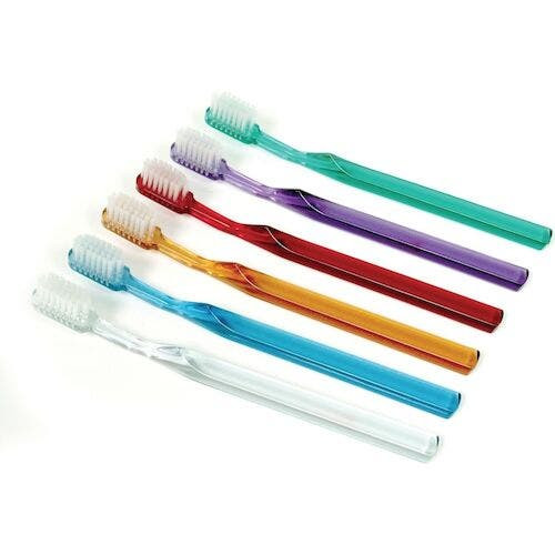 Nylon Clear Toothbrush, Adult, 4 Rows 47 Tufts, 72/Box, Soft