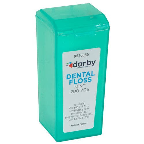 Dental Floss, Nylon, Waxed, 200 yd., Mint