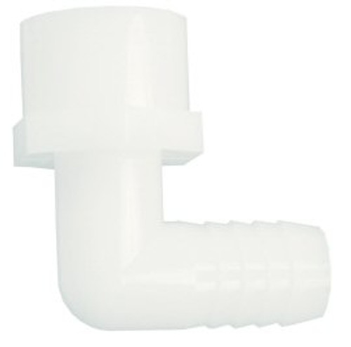 1/2" FPT x 5/8" Barb Elbow Adapter, Plastic