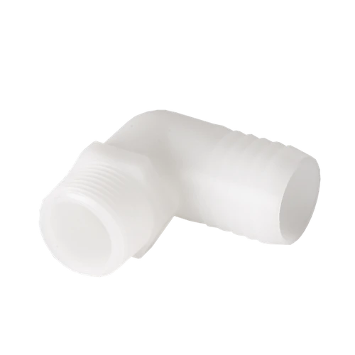 1/2" MPT x 5/8" Barb Elbow Adapter, Plastic