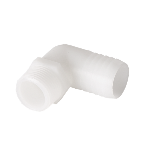 3/4" MPT x 1" Barb Elbow Adapter, Plastic