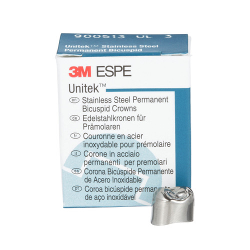 Unitek Stainless Steel Permanent First Bicuspid Crowns Refills, 5/Pk, UL3 upper left  size 3