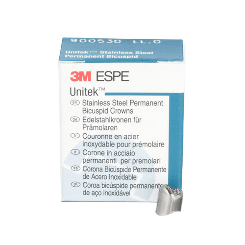 Unitek Stainless Steel Permanent First Bicuspid Crowns Refills, 5/Pk, LL0 lower left  size 0