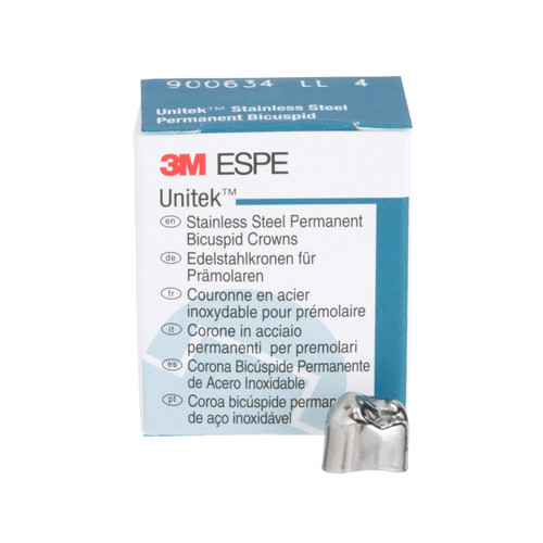 Unitek Stainless Steel Permanent Second Bicuspid Crowns Refills, 5/Pk, LL4 lower left  size 4