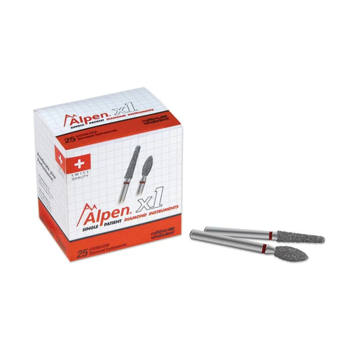Alpen X1 Single Use Diamond Flat End Cylinder 837R-314-014-8.00-F FG, 25 pcs