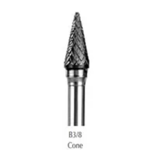 Buffalo Dental, 3/8" Cone (B3/8) Diamond Cut Coarse Carbide Bur w/ 1/4" Shank, 19100CDM