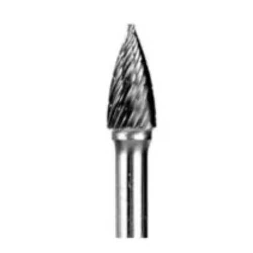 Buffalo Dental, 3/8" Flame (C3/8) Dual Cut Regular Carbide Bur w/ 1/4" Shank, 19120