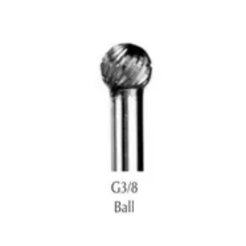 Buffalo Dental, 3/8" Ball (G3/8) Dual Cut Regular Carbide Bur w/ 1/4" Shank, 19160